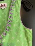Damen Trachten Dirndl ärmellos Grün, Weiß-Lila gemustert Gr. 36 v. Fuchs