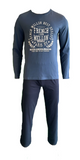 Herren Pyjama Langarm Navy, Blau Gr. M