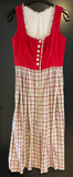 Damen Trachten Dirndl ärmellos Rot, Beige, Blau gemustert ca. Gr. 40