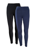 Damen Leggings 2er Pack Schwarz Blau Rot Gemustert Gr. XS S M L