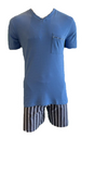 Herren Pyjama Schlafanzug  Shorty Rot, Navy, Blau Gr. 48