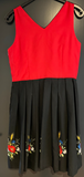 Damen Trachten Dirndl ärmellos Rot, Schwarz mit Strickerei ca. Gr. 40 v. Höck