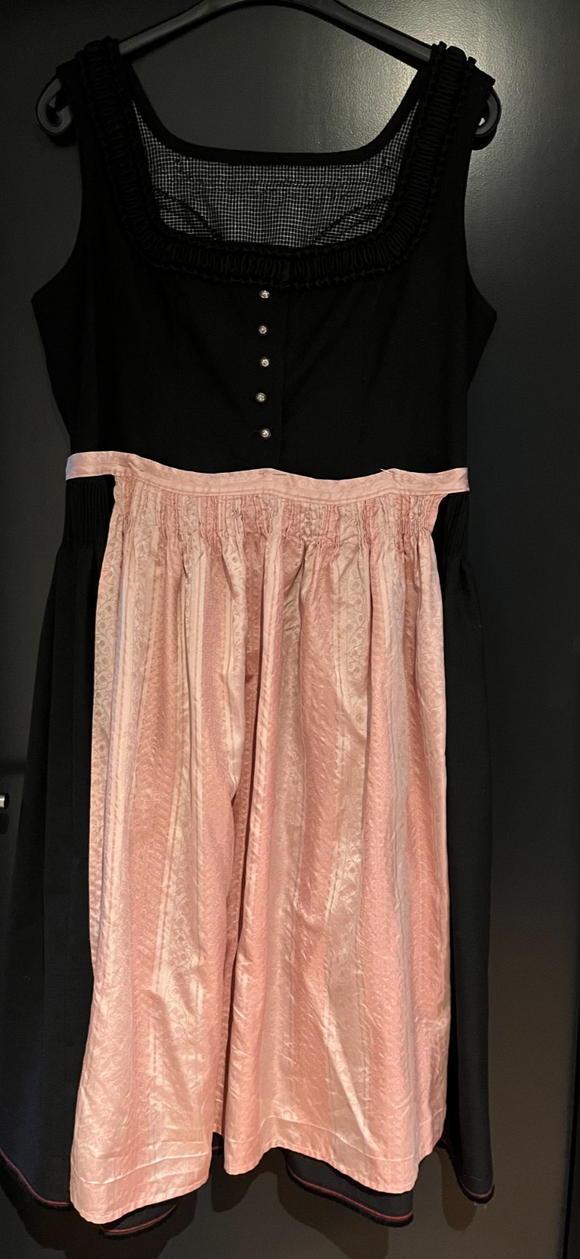 Damen Trachten Dirndl ärmellos Schwarz mit Rosa Schürze ca. Gr. 44
