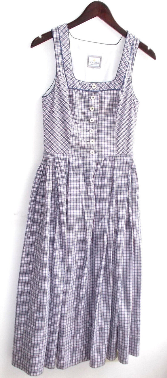Damen Trachten Dirndl ärmellos blau rot weiß kariert ca. Gr. 36 v. Schaber