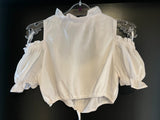 Damen Trachten Dirndl Bluse kurzarm schulterfrei weiß ca. Gr. 36 v. Janina