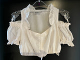 Damen Trachten Dirndl Bluse kurzarm schulterfrei weiß ca. Gr. 36 v. Janina