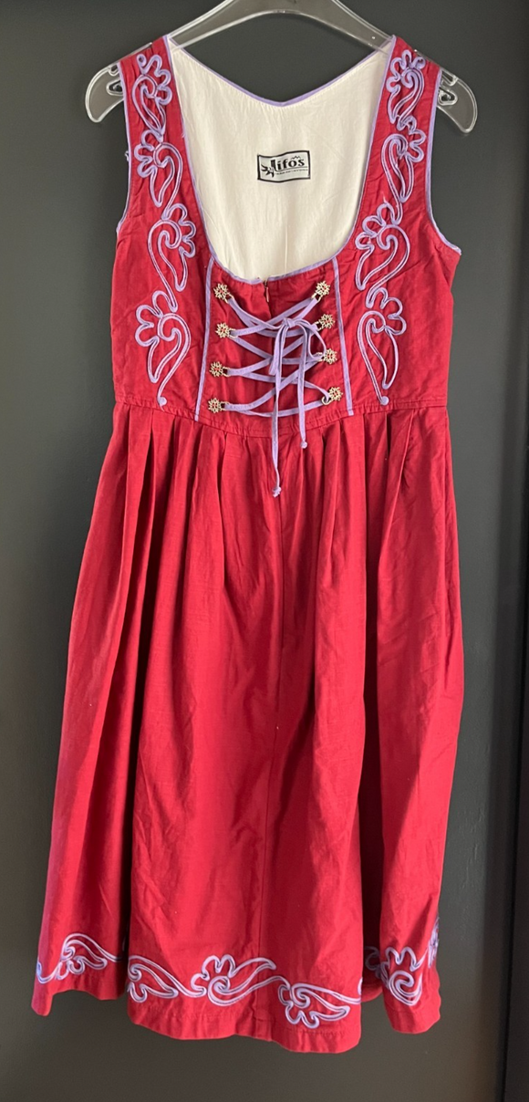 Damen Trachten Dirndl ärmellos Rot, Lila ca. Gr. 38 v. Lifos