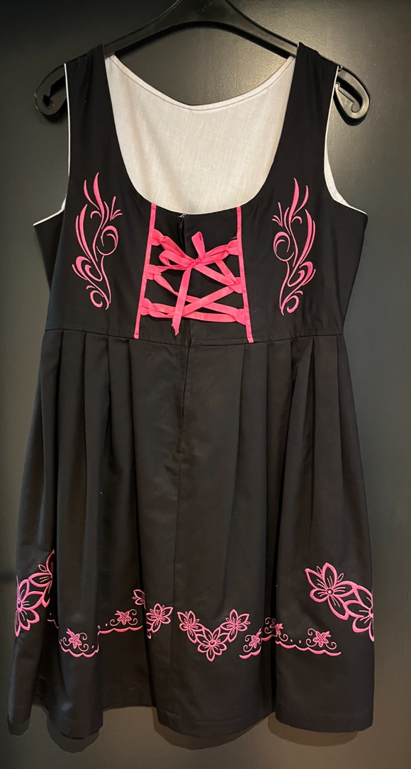 Damen Trachten Dirndl ärmellos schwarz, rosa Stickerei ca. Gr. 44