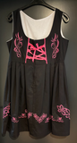 Damen Trachten Dirndl ärmellos schwarz, rosa Stickerei ca. Gr. 44