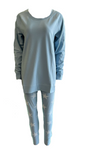 Damen Pyjama Schlafanzug Langarm Blau, Apricot, Pink, Schwarz Gr. S