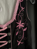 Damen Trachten Dirndl ärmellos Schwarz, Rosa Stickerei ca. Gr. 42 v. Oscar