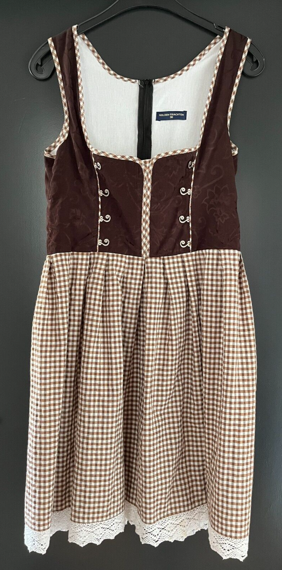 Damen Trachten Dirndl ärmellos braun gemustert Gr. 38 v. Golden-Trachten