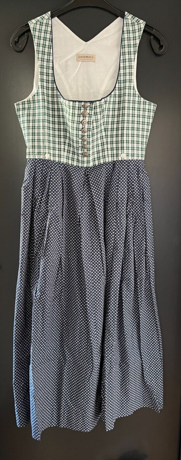 Damen Trachten Dirndl grün-weiß blau gemustert Gr. 38 v. Landhaus