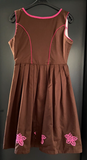 Damen Trachten Dirndl ärmellos Braun rosa Blumenstickerei ca. Gr. 42