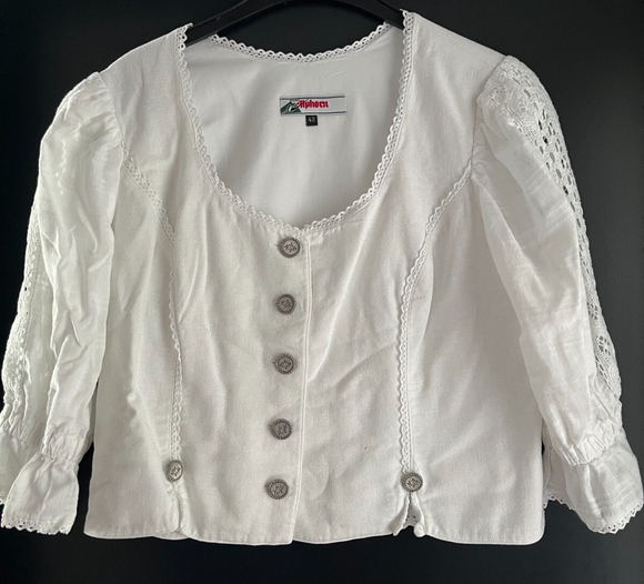 Damen Trachten Bluse 3/4-Arm weiß ca. Gr. 42 v. Alphorn