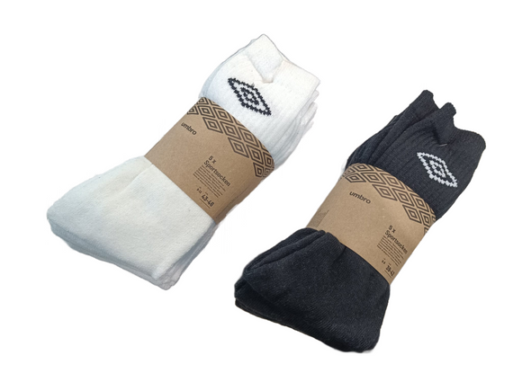 UMBRO 5er Pack Sportsocken Tennissocken Schwarz Weiss Gr. 39-42 43-46