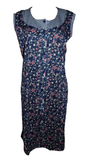 Damen Kittel Schürze Hauskleid ärmellos Rot Lila Hellblau Blau Navy