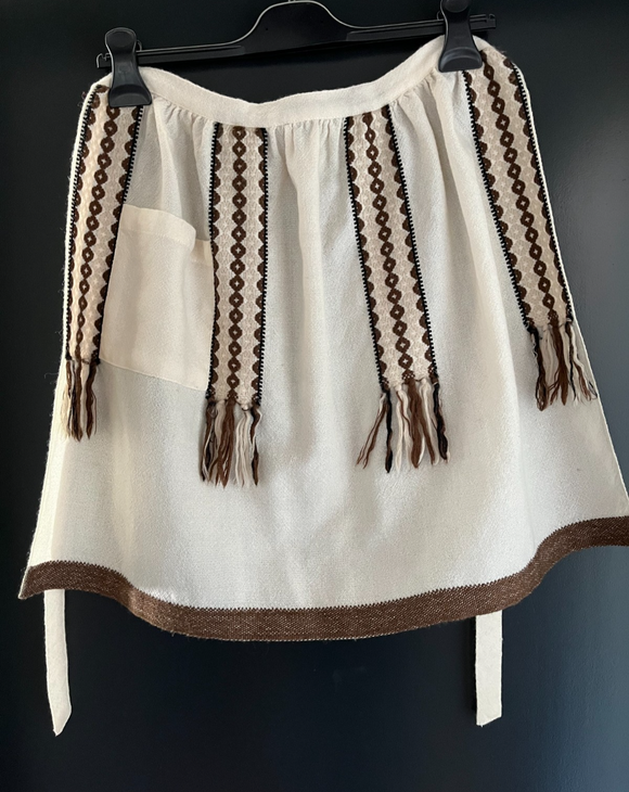 Damen Trachten Dirndl Schürze Beige, Brau Länge ca. 48cm