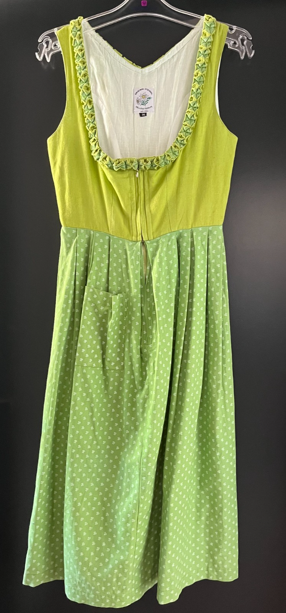 Damen Trachten Dirndl ärmellos Grün gemustert ca. Gr. 36 v. Steindl