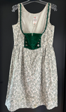 Damen Trachten Dirndl ärmellos Creme, Grün gemustert ca. Gr. 44 v. Rose-Dirndl
