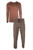 Herren Flanell-Pyjama 2-Teilig Langarm Royal Grau Navy Braun Gr. M L XL 2XL
