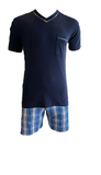 Herren Pyjama Schlafanzug  Shorty Rot, Navy, Blau Gr. 48