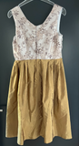Damen Trachten Dirndl ärmellos Rosa, Gold gemustert Gr. 40 v. Oscartrachten