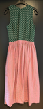 Damen Trachten Dirndl ärmellos Grün, Rosa gemustert ca. Gr. 36 v. Country Line