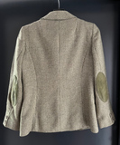 Damen Trachten Janker/Jacke Echt-Lederbesatz grün, beige gemustert ca. Gr. 40