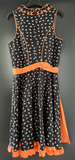 Damen Trachten Dirndl ärmellos schwarz orange mit Schürze Gr. 34 v. Fuchs