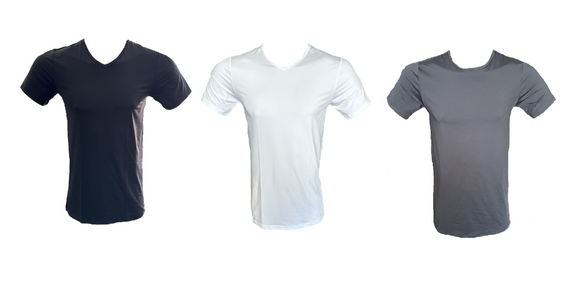 Herren T-Shirt Mikrofaser Kurzarm Schwarz, Weiß, Anthrazit Gr. M