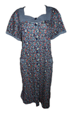 Damen Kittel Schürze Hauskleid Kurzarm Blau Hellblau Gr. M L XL 2XL 3XL