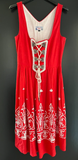 Damen Trachten Dirndl ärmellos rot weiß Gr. 34 v. Original Steindl