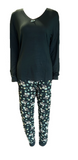 Damen Pyjama Schlafanzug Langarm Lila, Blau, Grün Gr. S