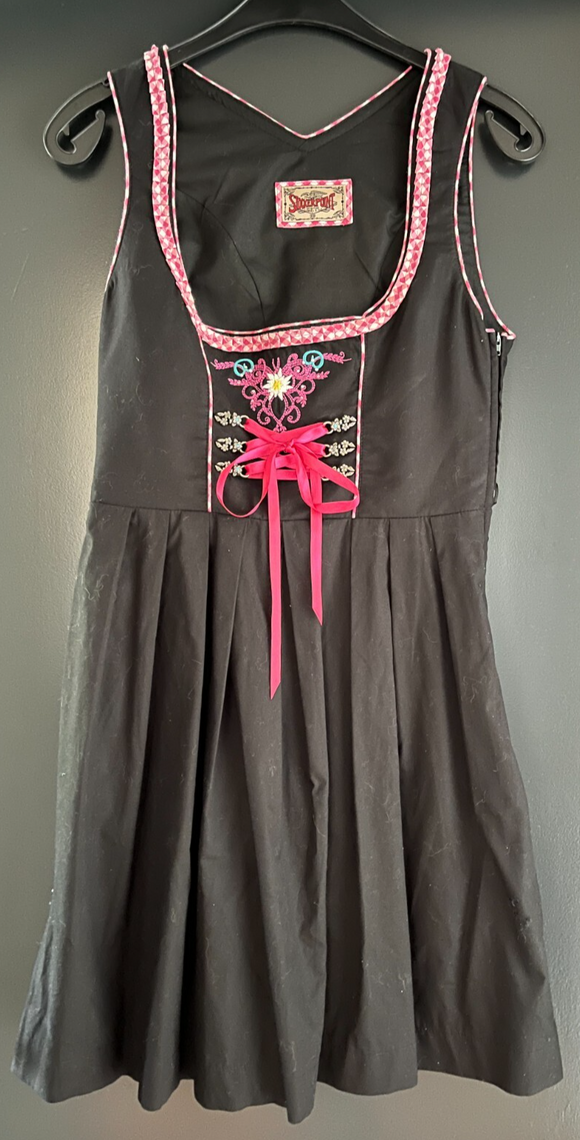 Damen Trachten Dirndl ärmellos schwarz rosa ca. Gr. 38 v. Stockerpoint