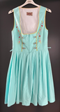 Damen Trachten Dirndl ärmellos Türkis mit Stickerei ca. Gr. 36 v. Stockerpoint
