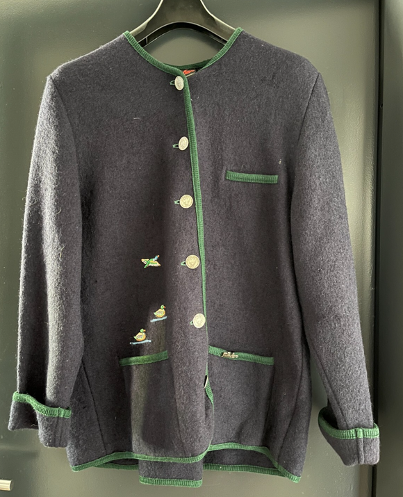 Damen Trachten Janker/Jacke blau mit Stickerei ca. Gr. 40 v. Arber