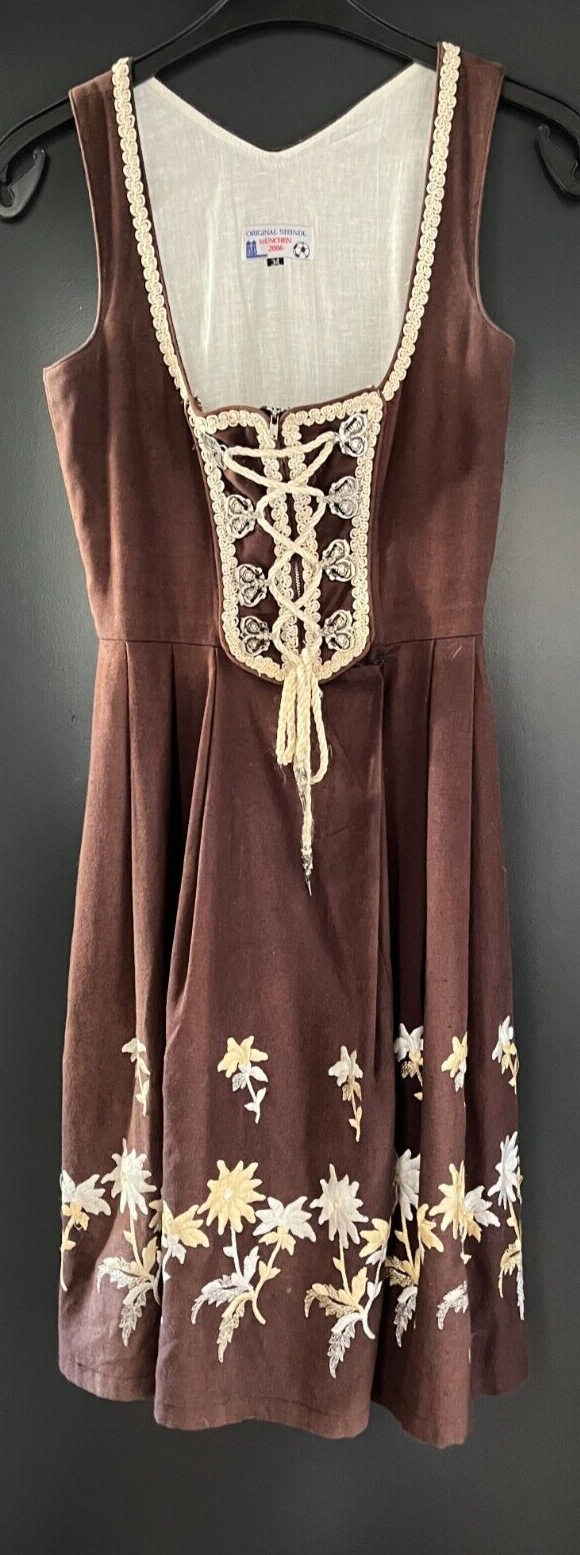 Damen Trachten Dirndl braun mit Stickerei Gr. 34 v. Original Steindl