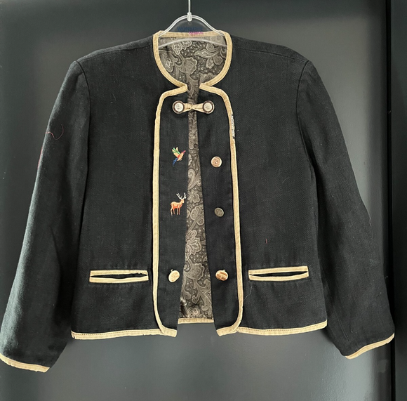 Damen Trachten Janker/Jacke schwarz mit Stickerei ca. Gr. 40 v. Falkenstein