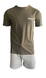 Herren Pyjama Shorty Grau/Gelb, Weiß/Blau, Grün, Navy Gr. M, L