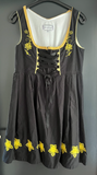 Damen Trachten Dirndl ärmellos Schwarz mit gelber Stickerei ca. Gr. 44