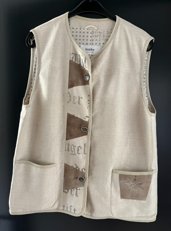 Damen Trachten Weste Beige gemustert ca. Gr. 42