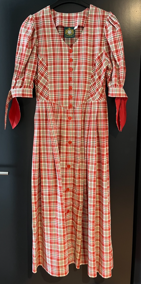 Damen Trachten Dirndl kurzarm Rot, Weiß, Grün gemustert Gr. 38 v. Hammerschmid