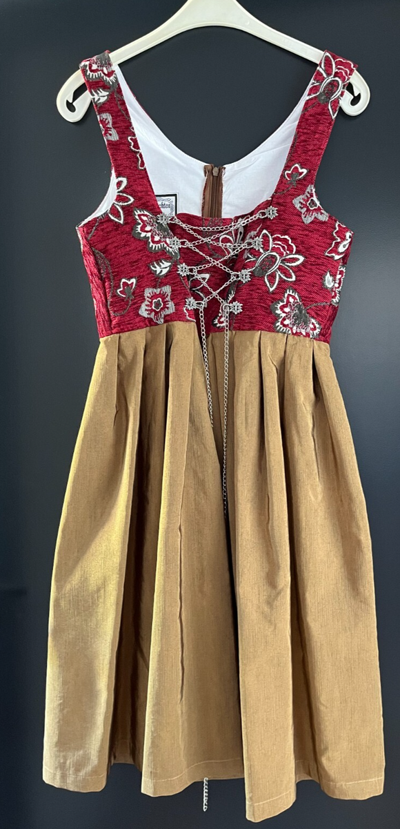 Damen Trachten Dirndl ärmellos rot braun gemustert ca. Gr. 40 v. Oscartrachten