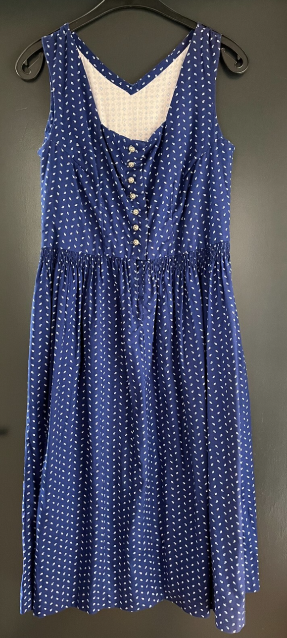 Damen Trachten Dirndl ärmellos blau weiß gemustert ca. Gr. 40