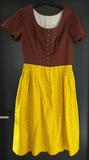 Damen Trachten Dirndl kurzarm braun, gelb gemustert ca. Gr. 40