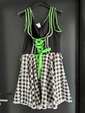 Damen Trachten Dirndl ärmellos schwarz, weiß gemustert, Neongrün ca. Gr. 34