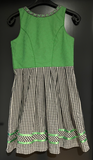 Damen Trachten Dirndl ärmellos Grün, Schwarz-Weiß gemustert Gr. 40 v. Gina