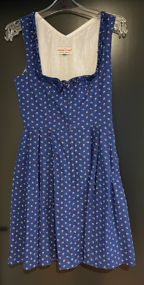 Damen Trachten Dirndl ärmellos Blau gemustert ca. Gr. 36 v. Orig. Steindl