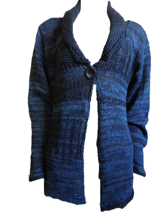 Capuccino Damen Strickjacke Blau/Lila Gr. XL